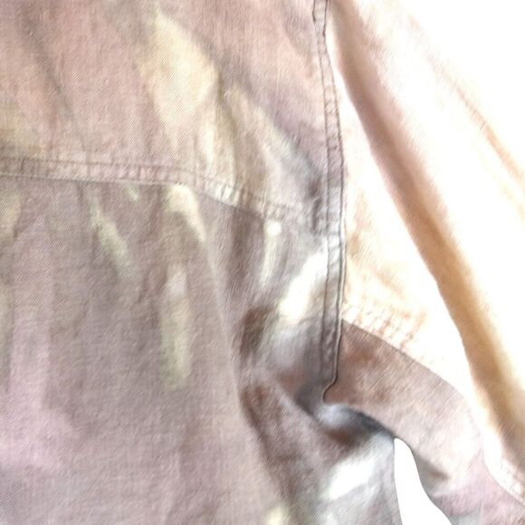 VTG Chico’s Design Linen Blouse Size 1 (M) Button Front Tie-Dye Boho Lagencore - Picture 4 of 11